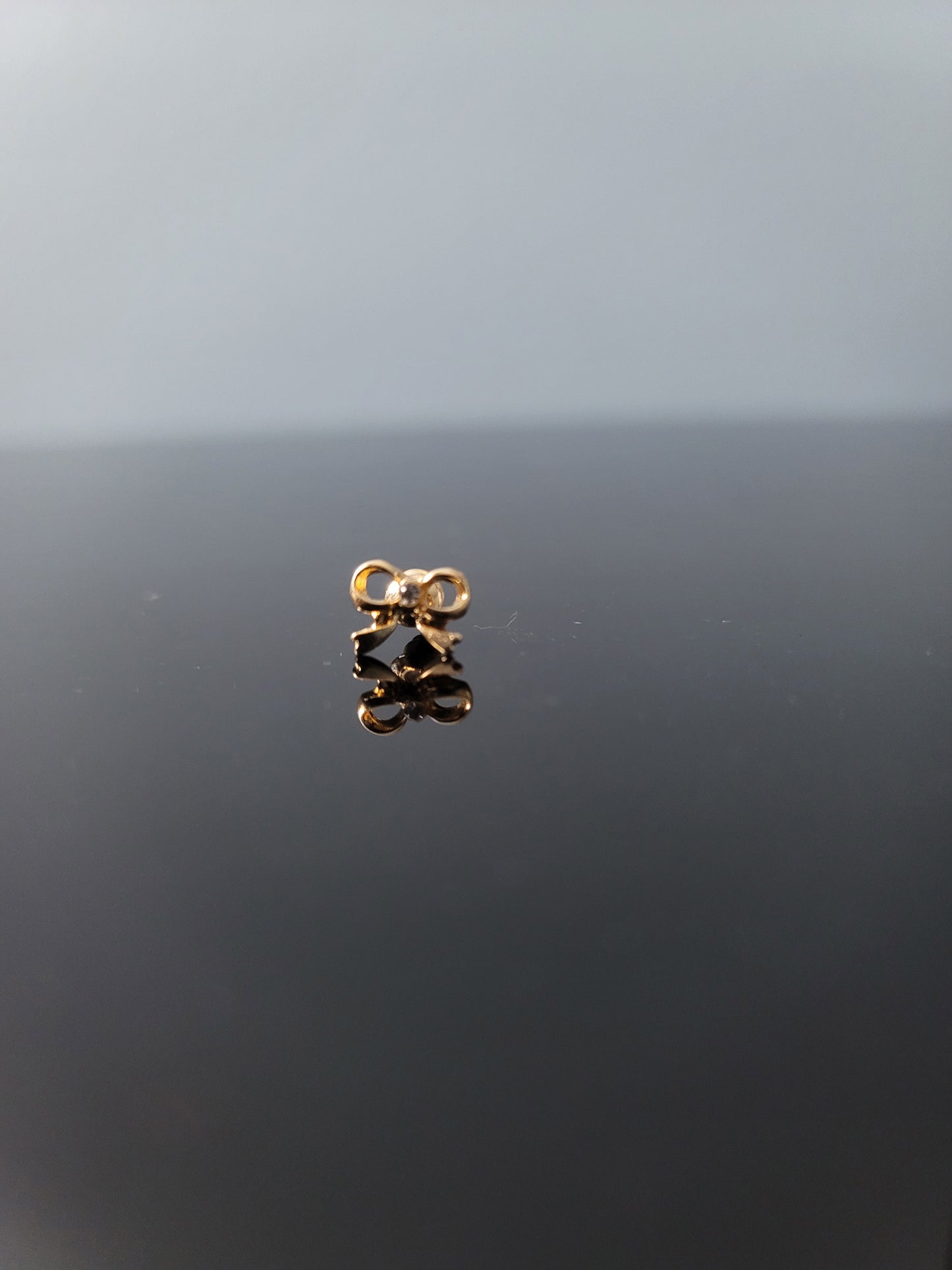 Gift Bow with Center Rhinestone Elegant Stud Earring
