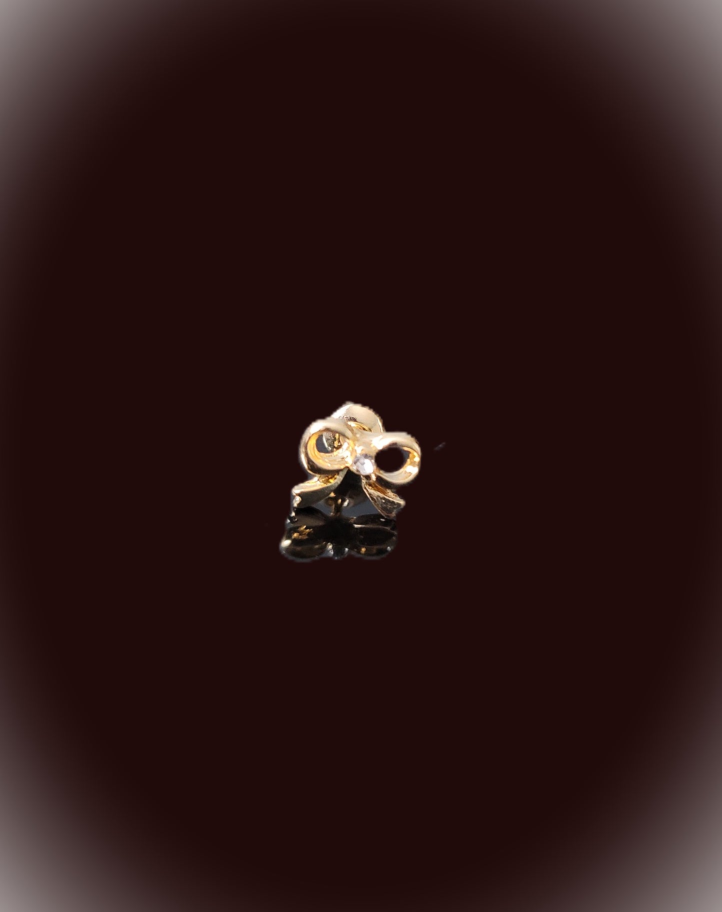 Gift Bow with Center Rhinestone Elegant Stud Earring
